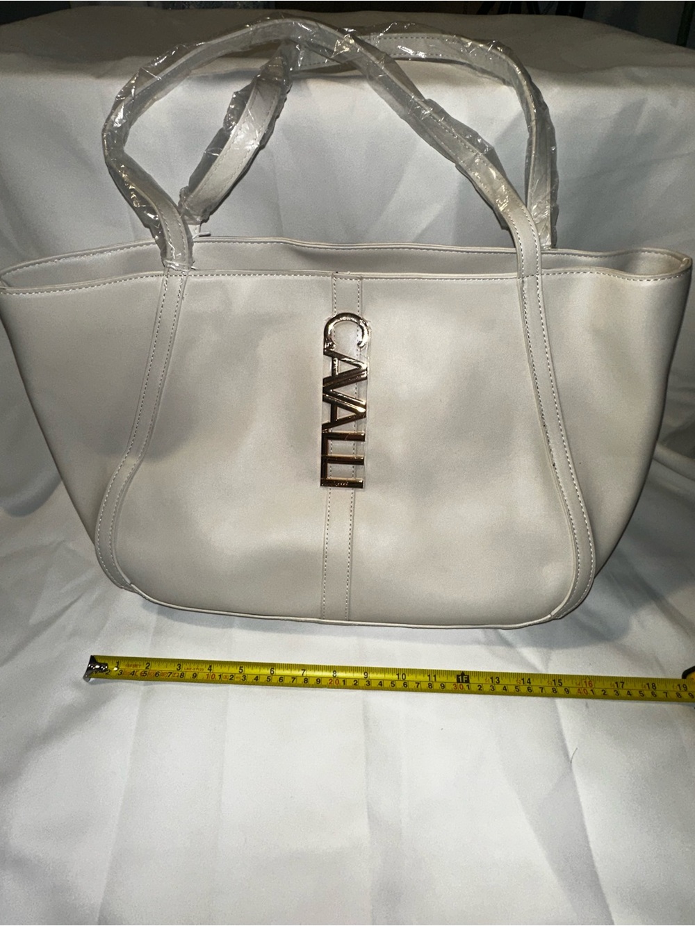 Cavalli Class Cream Shoulder Tote with Metallic Logo